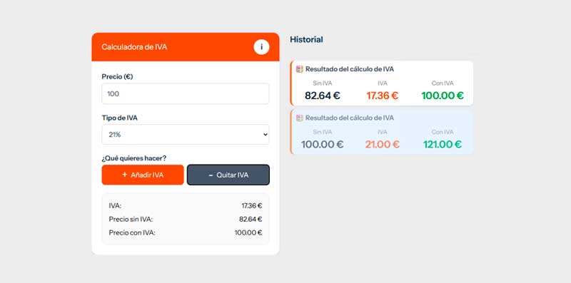 Calculadora de IVA fácil y rápida